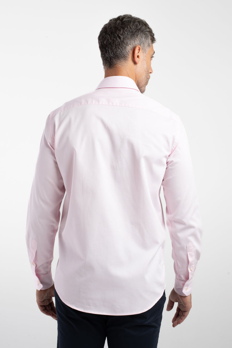 Camisa Manga Longa Social Maquinetada Slim - Rosa