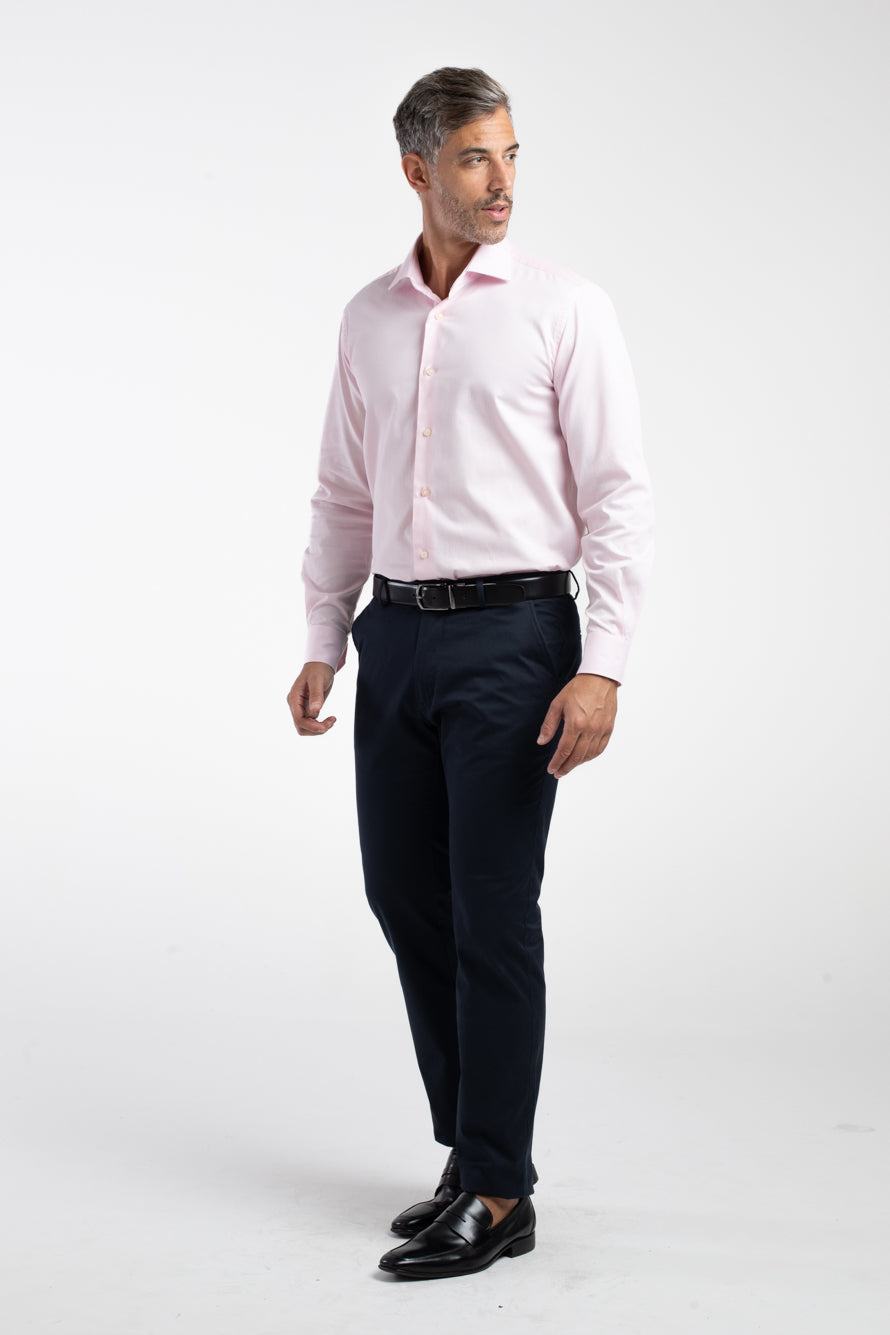 Camisa Manga Longa Social Maquinetada Slim - Rosa