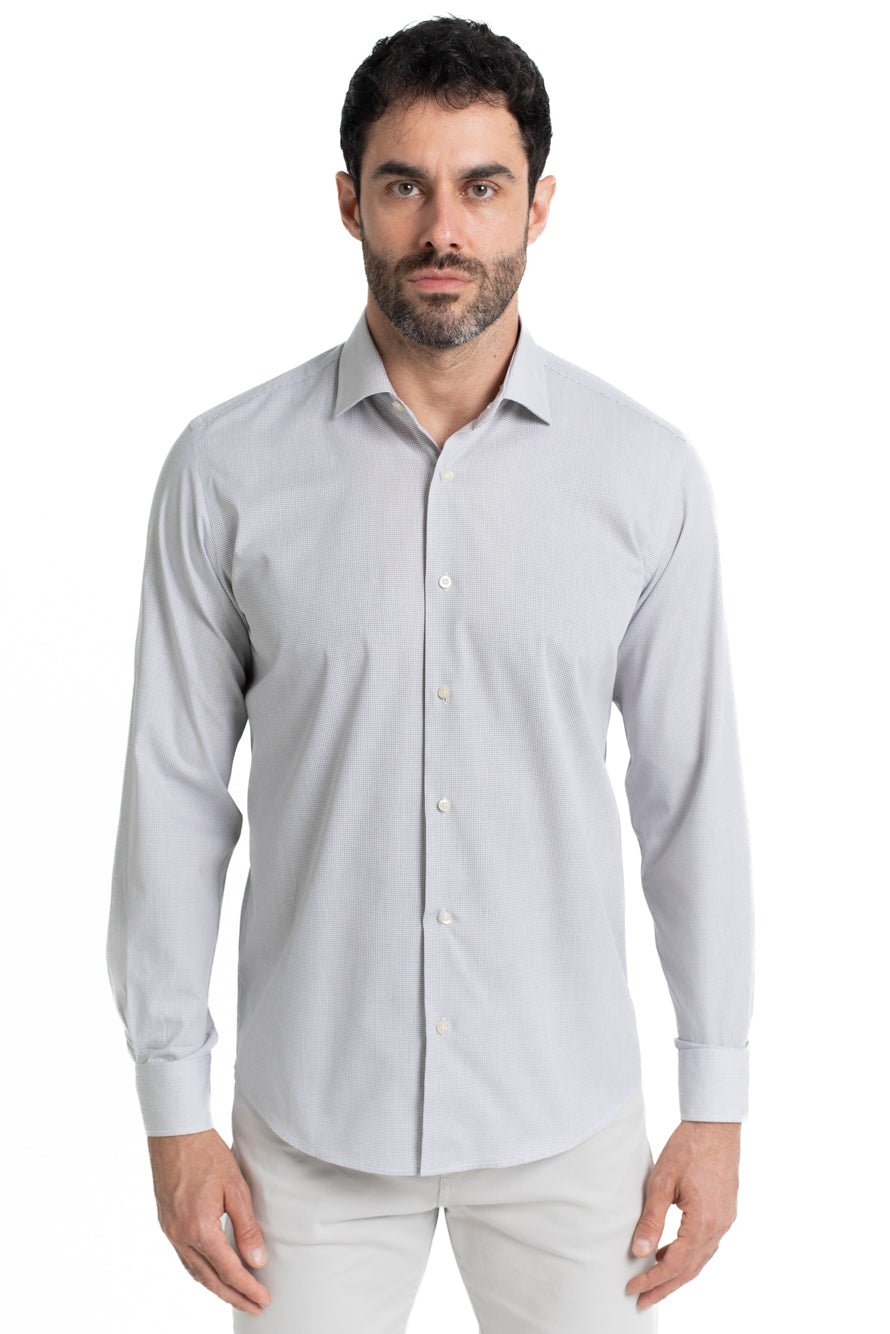 Camisa Social Colarinho Italiano Premium - Cinza