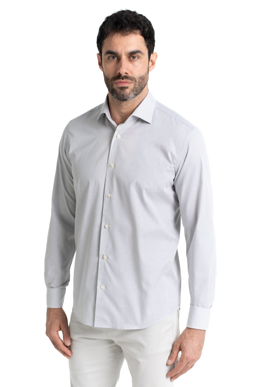 Camisa Social Colarinho Italiano Premium - Cinza