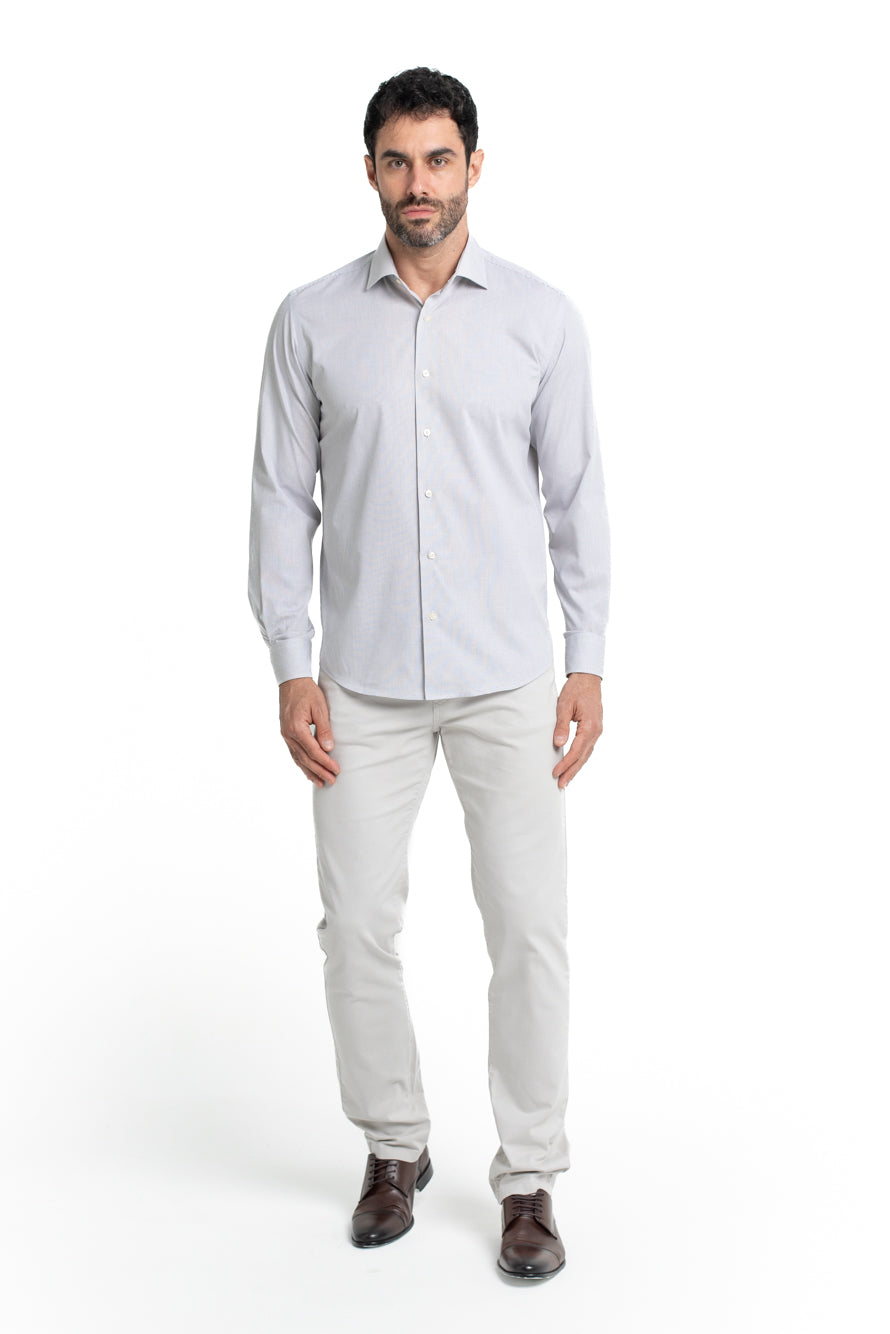 Camisa Social Colarinho Italiano Premium - Cinza