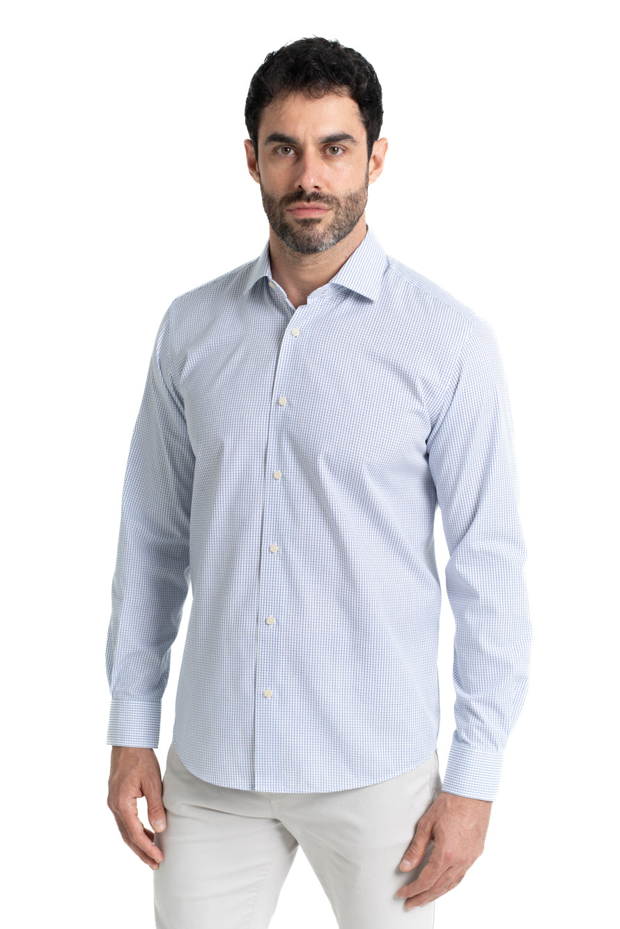 Camisa Social Colarinho Italiano Premium - Azul Medio