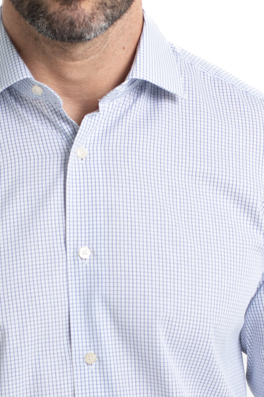 Camisa Social Colarinho Italiano Premium - Azul Medio