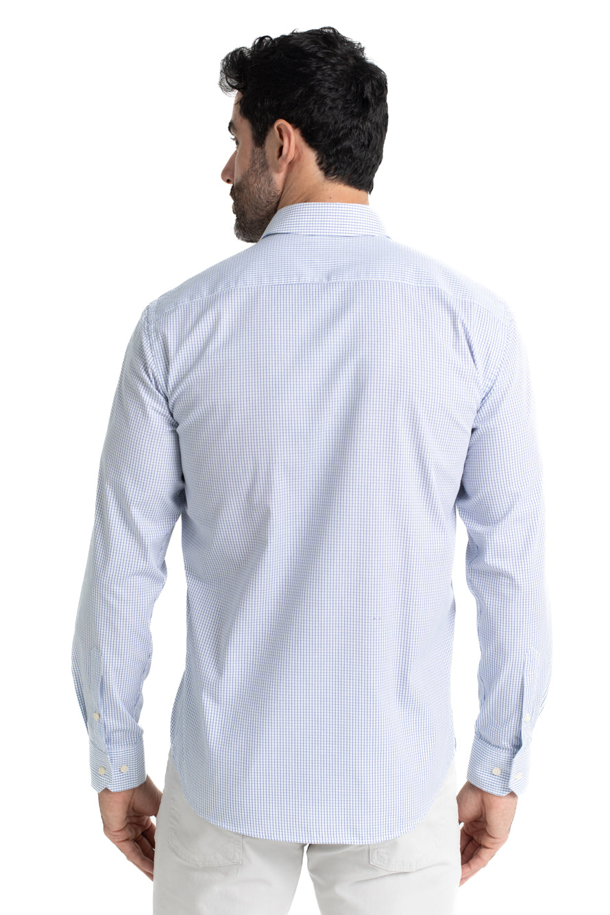 Camisa Social Colarinho Italiano Premium - Azul Medio