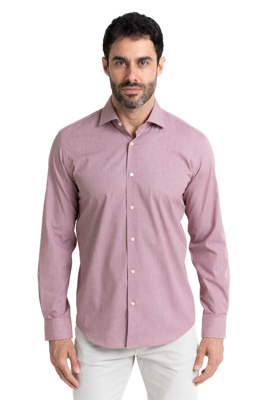 Camisa Social Colarinho Italiano Premium - Vinho