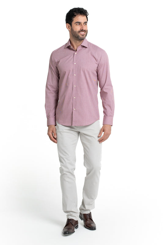 Camisa Social Colarinho Italiano Premium - Vinho