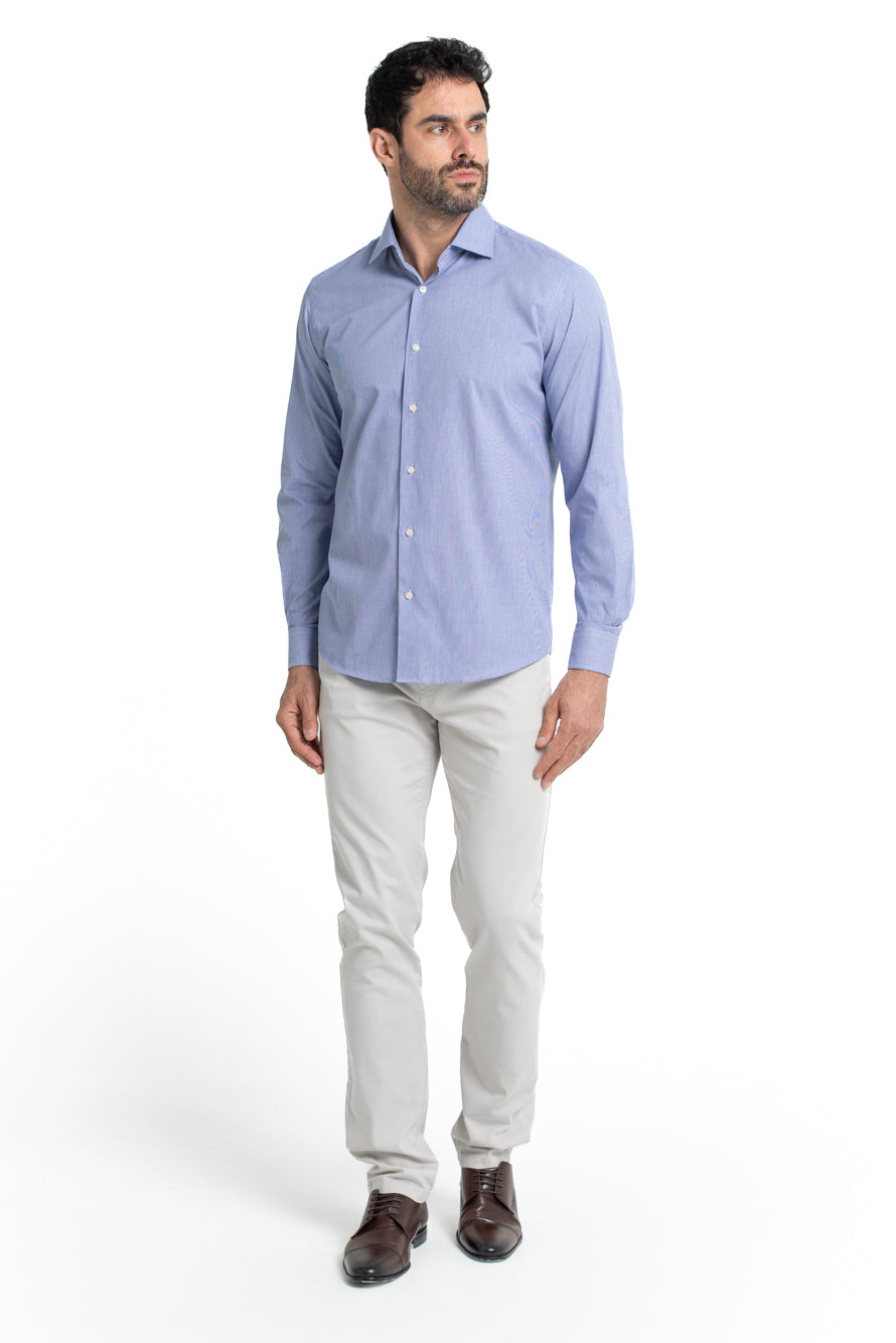 Camisa Social Colarinho Italiano Premium - Azul Escuro