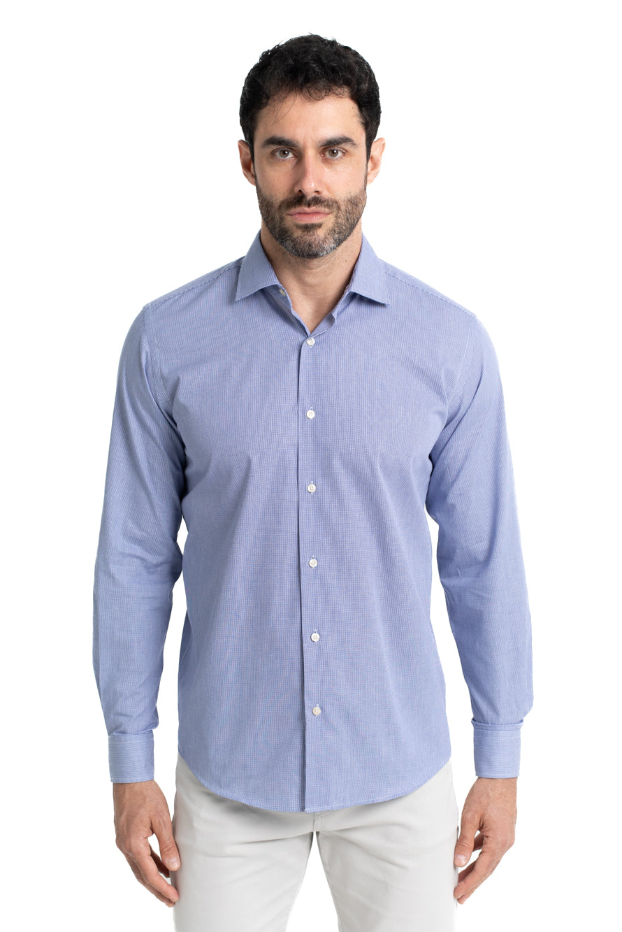 Camisa Social Colarinho Italiano Premium - Azul Escuro