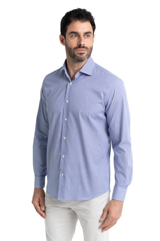 Camisa Social Colarinho Italiano Premium - Azul Escuro