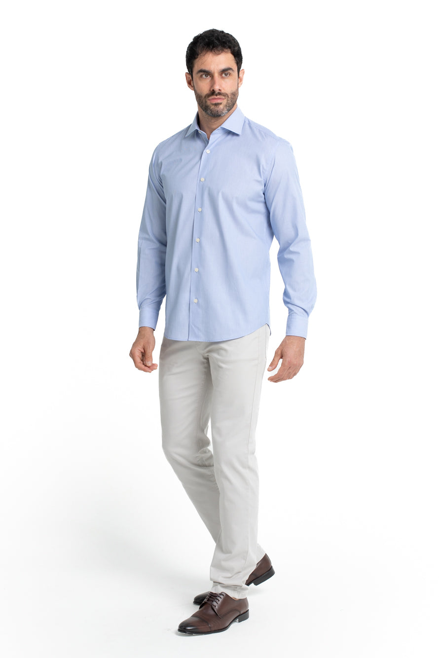 Camisa Social Colarinho Italiano Premium - Cinza