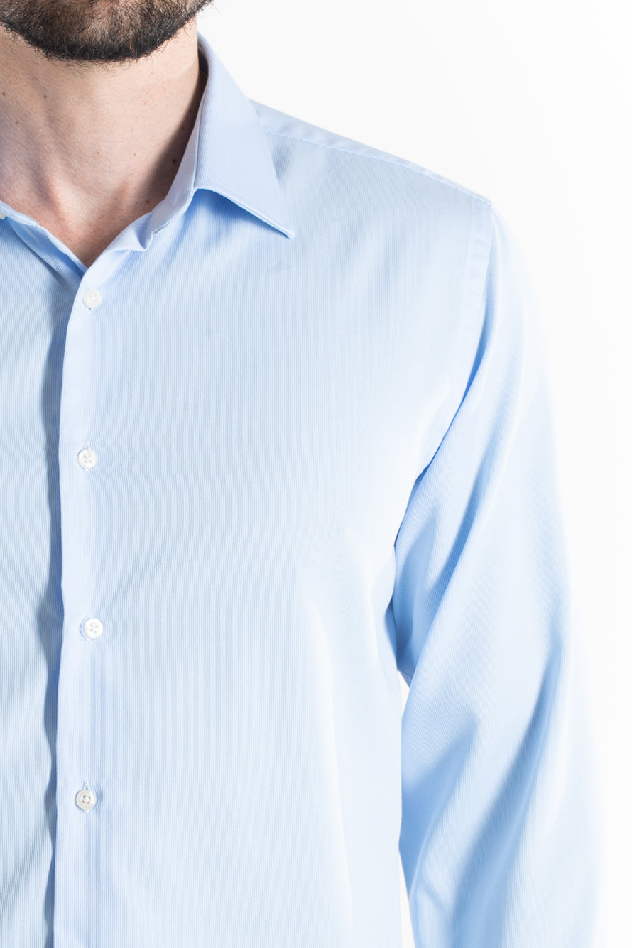 Camisa Social Slim Maquinetada Ruth - Azul.