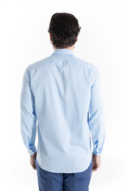 Camisa Social Slim Maquinetada Ruth - Azul.