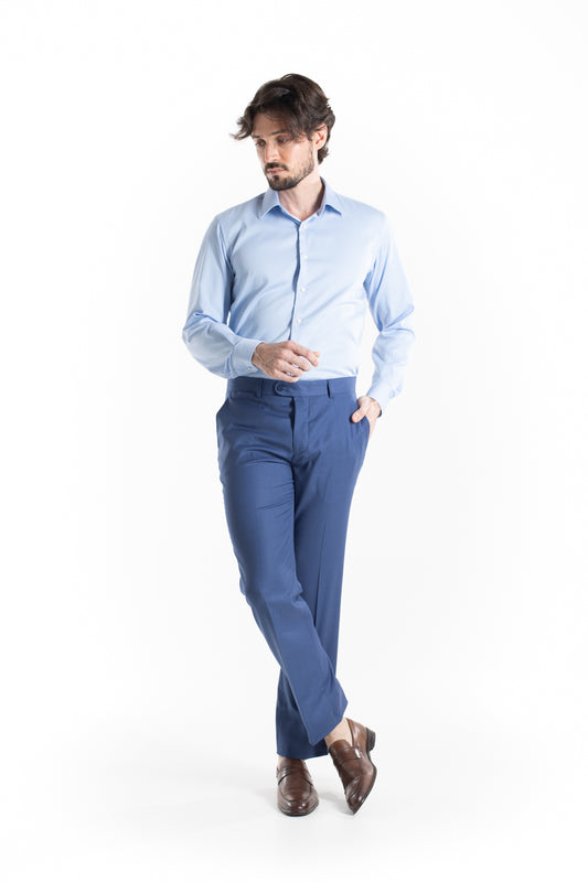 Camisa Social Slim Maquinetada Ruth - Azul Claro