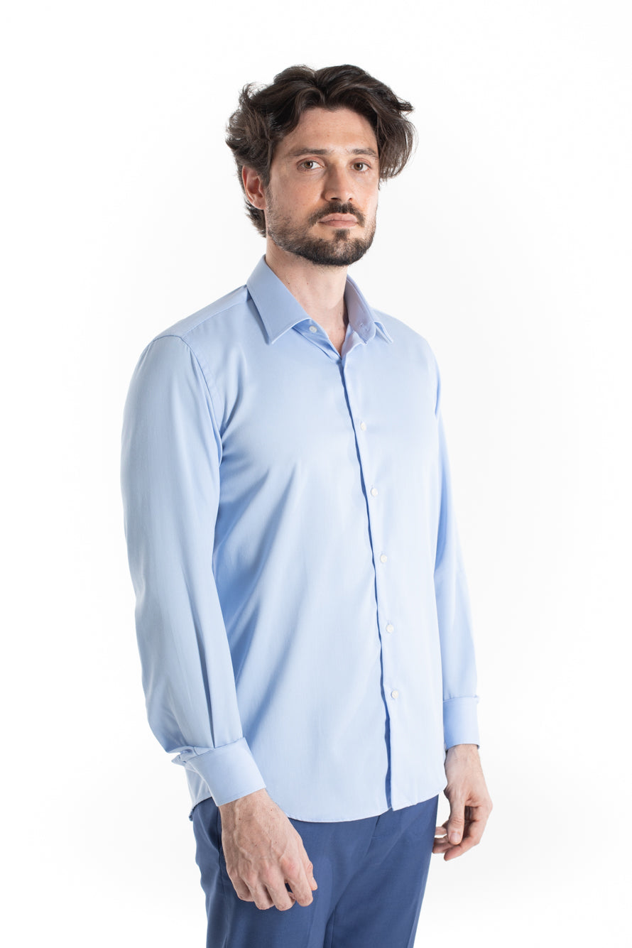 Camisa Social Slim Maquinetada Ruth - Azul Claro
