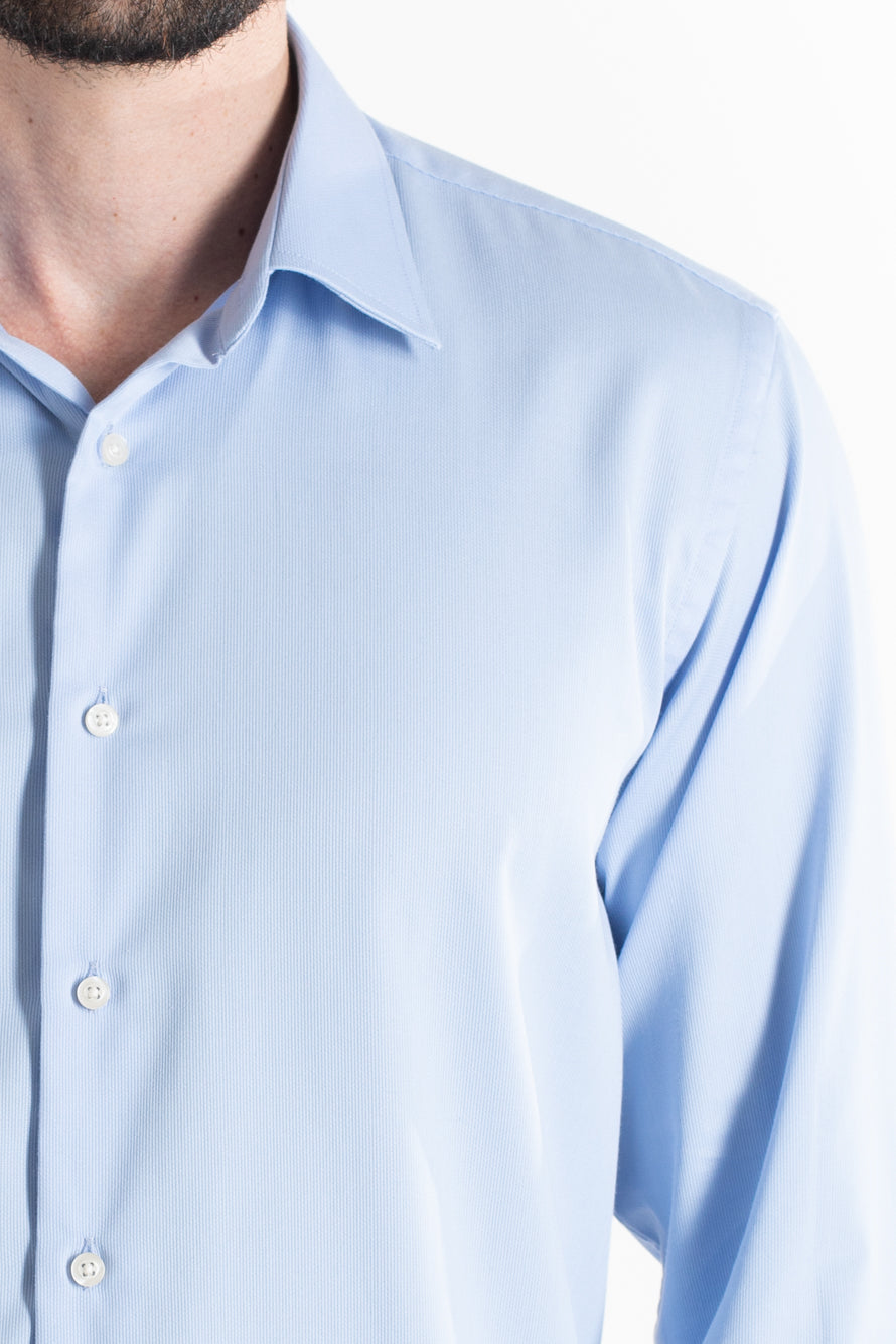 Camisa Social Slim Maquinetada Ruth - Azul Claro