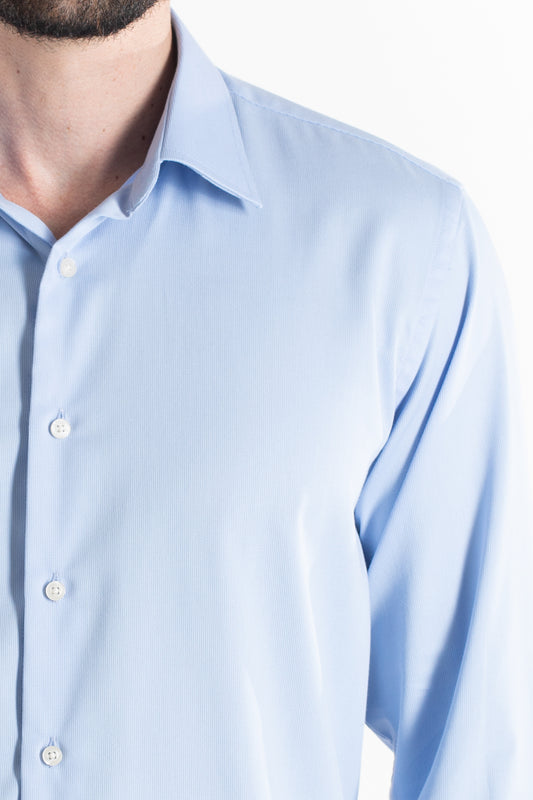 Camisa Social Slim Maquinetada Ruth - Azul Claro
