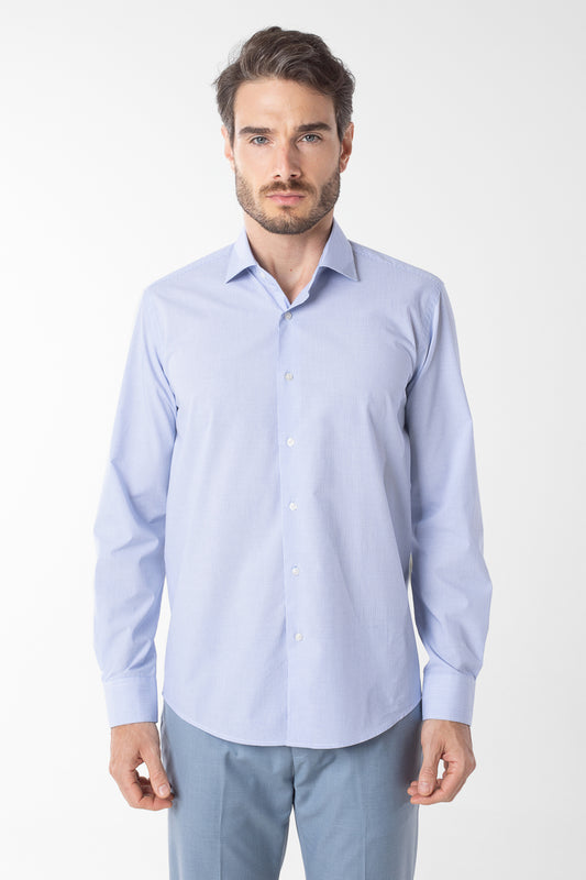 Camisa Social Slim Xadrezinha Premium - Azul