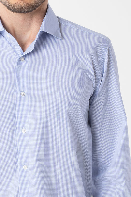 Camisa Social Slim Xadrezinha Premium - Azul