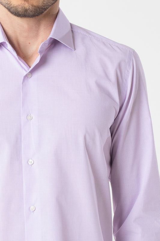Camisa Social Slim Xadrezinha Premium - Lilás