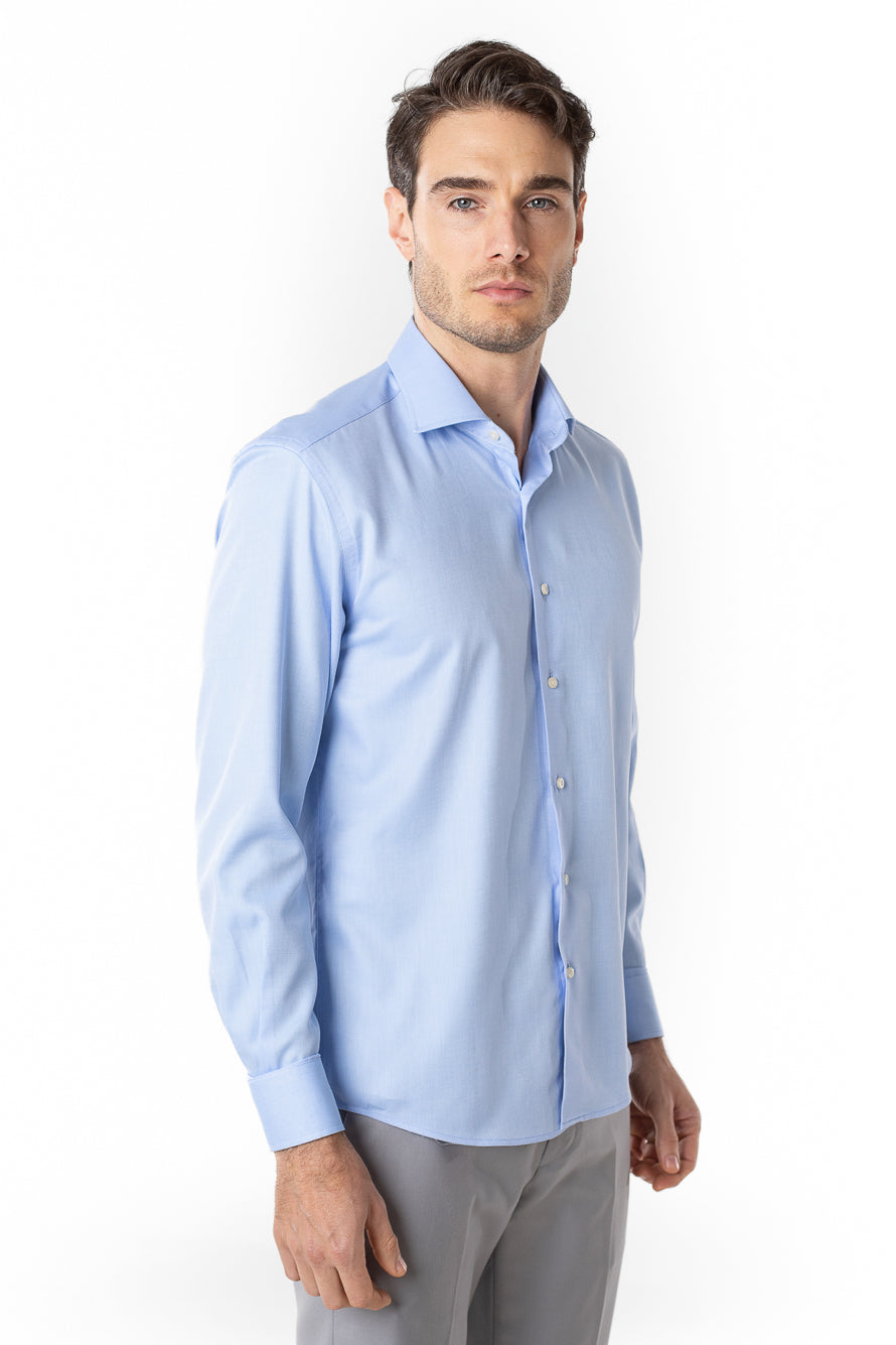 Camisa Social Slim Maquineta Premium -  Azul Claro