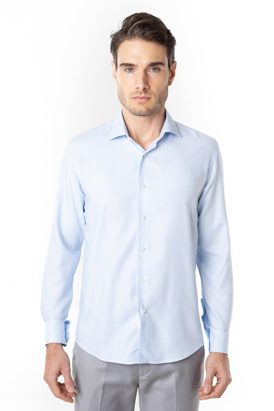 Camisa Social Slim Maquineta Premium -  Azul Celeste