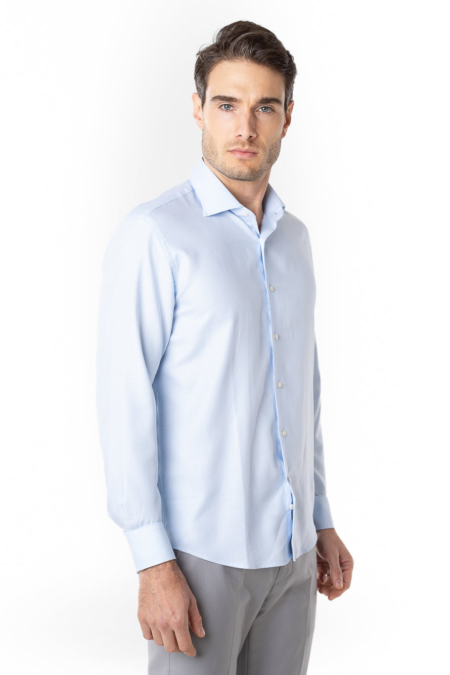 Camisa Social Slim Maquineta Premium -  Azul Celeste