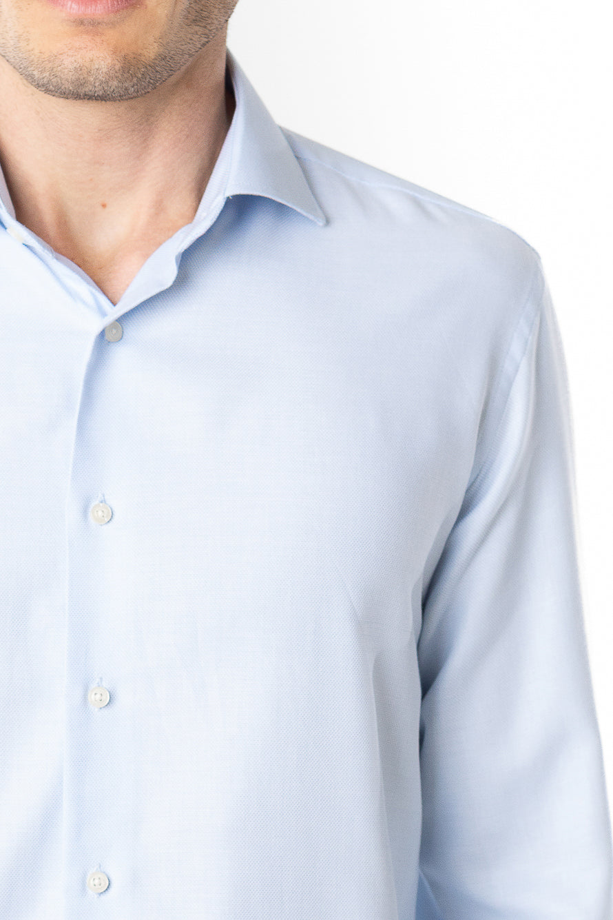 Camisa Social Slim Maquineta Premium -  Azul Celeste