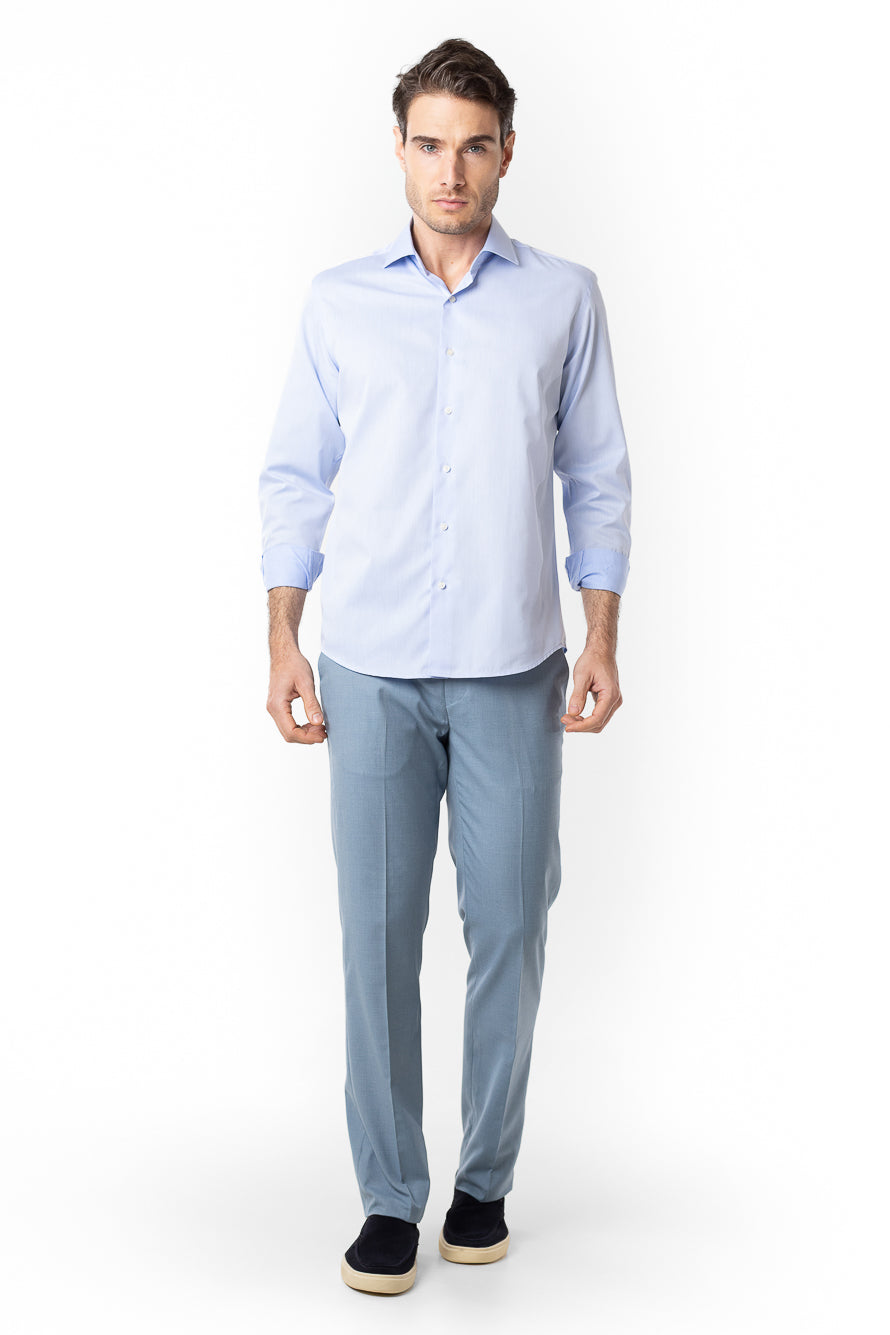 Camisa Social Slim Lisa Premium - Azul Claro