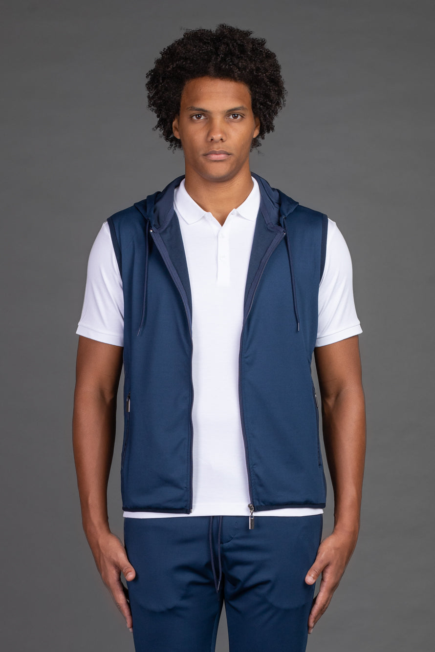 Colete Slim Com Capuz - Marinho