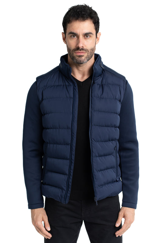 Jaqueta Nylon Manga Neoprene - Marinho
