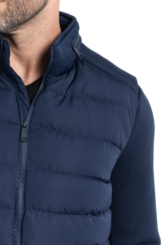 Jaqueta Nylon Manga Neoprene - Marinho