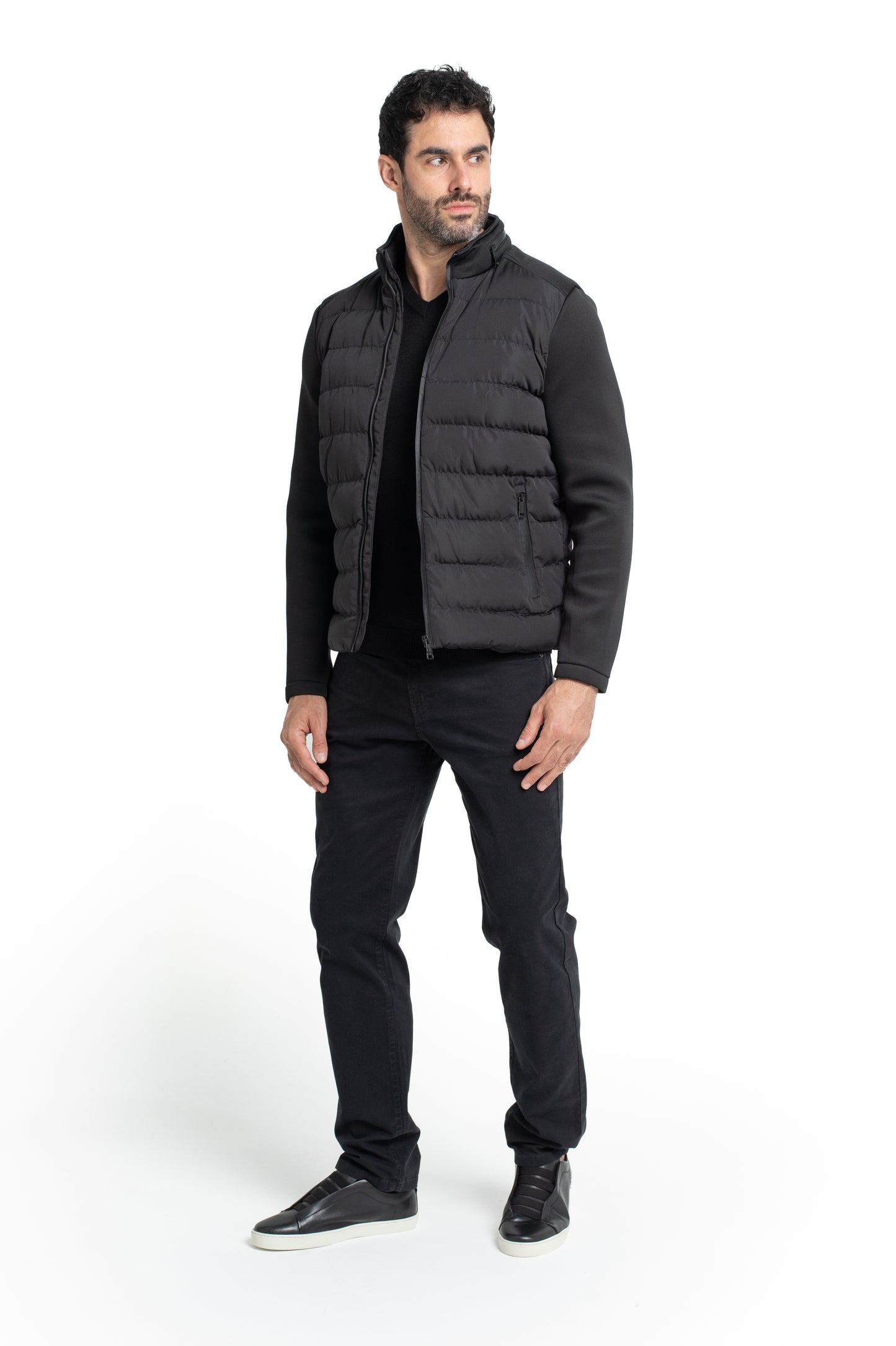 Jaqueta Nylon Manga Neoprene - Preto