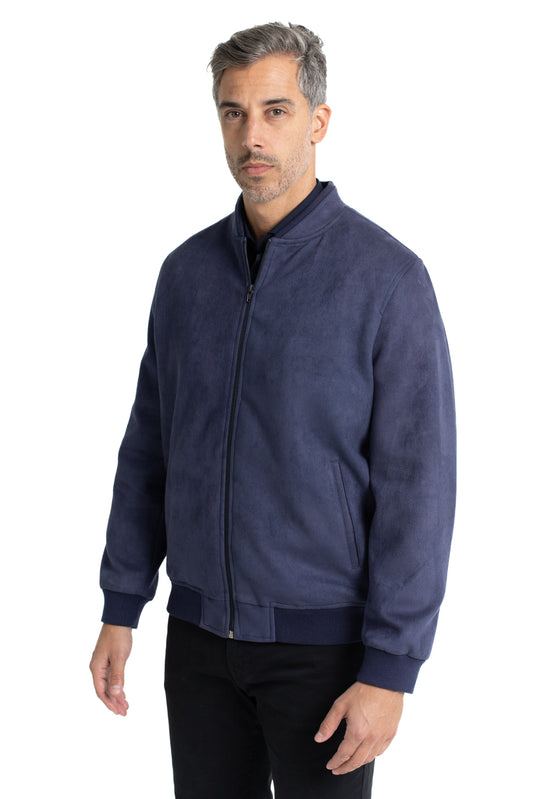 Jaqueta Bomber Malha Suede - Marinho