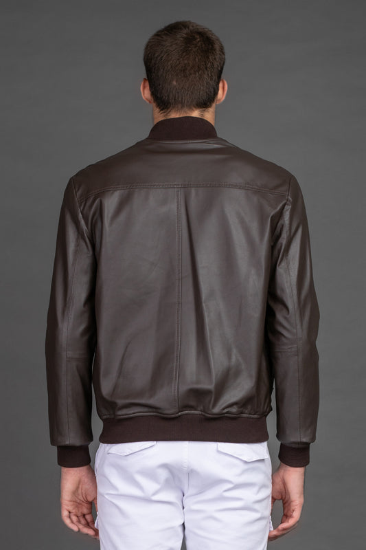 Jaqueta Bomber Couro - Marrom