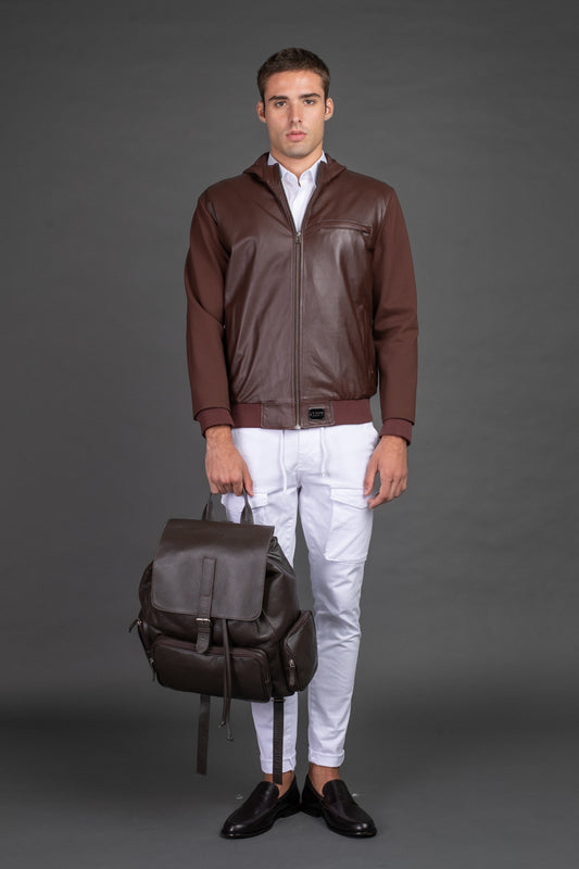 Jaqueta Bomber Couro - Marrom