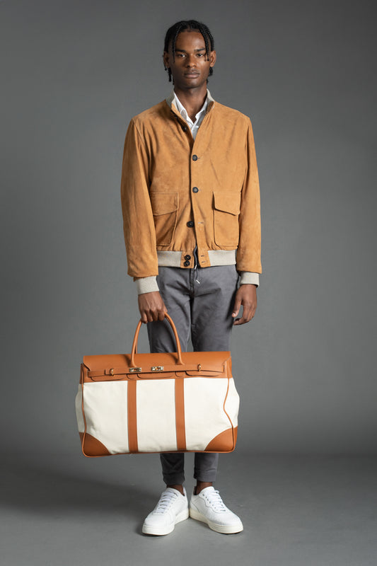 Jaqueta Chamois Com Botão e Bolso Cargo - Tabaco