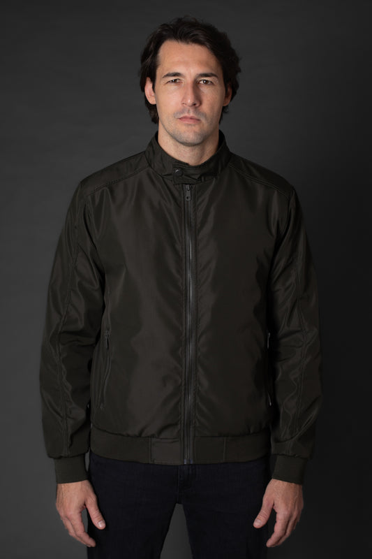 Jaqueta Gola Alta Com Botão - Verde Militar