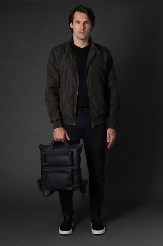 Jaqueta Gola Alta Com Botão - Verde Militar