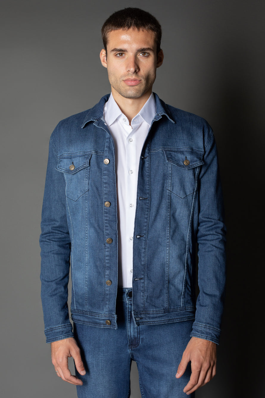 Jaqueta Jeans Slim Botões Metálicos - Indigo