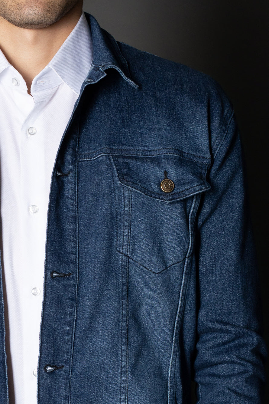 Jaqueta Jeans Slim Botões Metálicos - Indigo