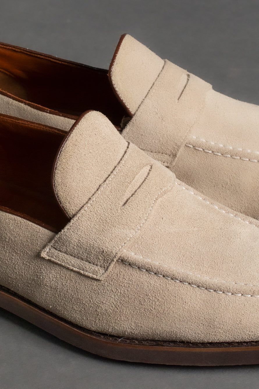 Mocassim Gravata Camurça Solado Borracha - Khaki