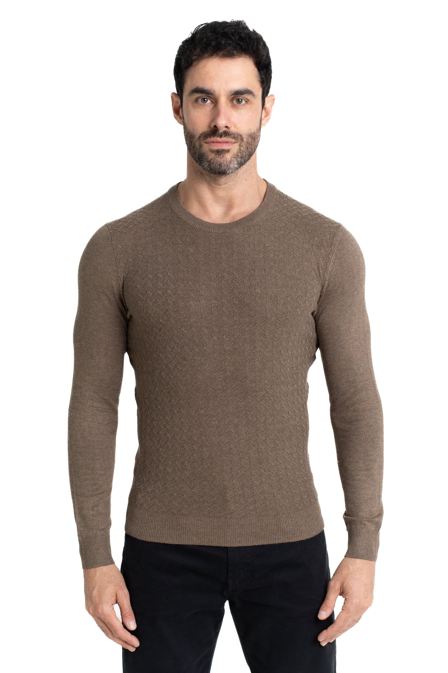 Malha Tricot Decote Careca - Khaki