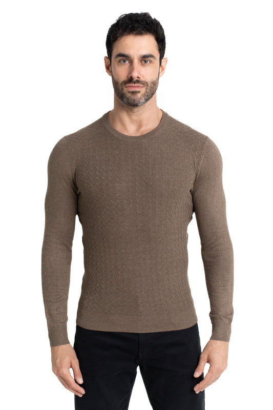 Malha Tricot Decote Careca - Khaki
