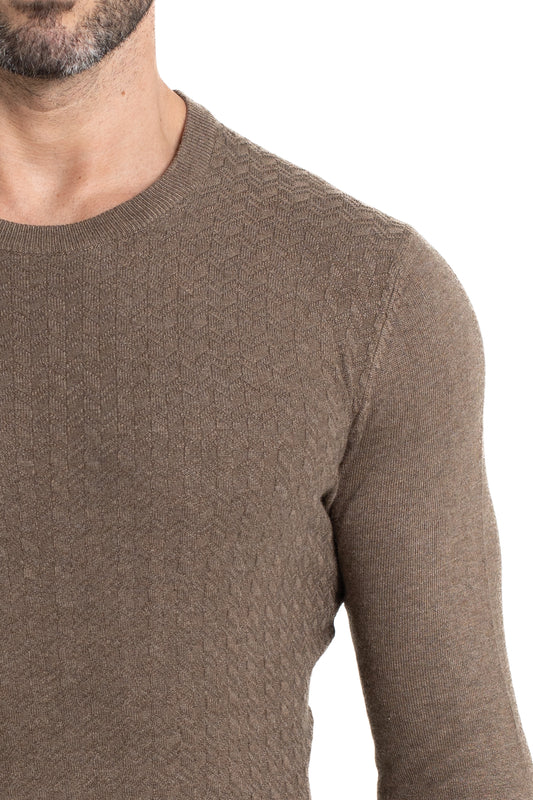 Malha Tricot Decote Careca - Khaki