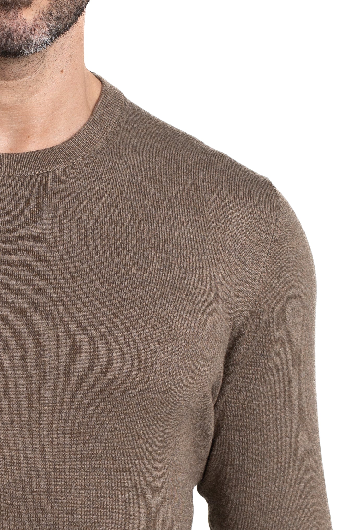 Malha Tricot Decote Careca - Khaki