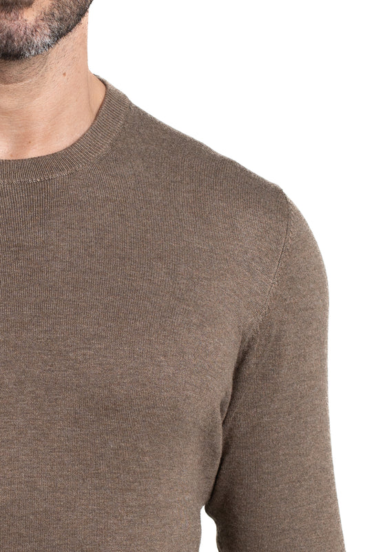 Malha Tricot Decote Careca - Khaki