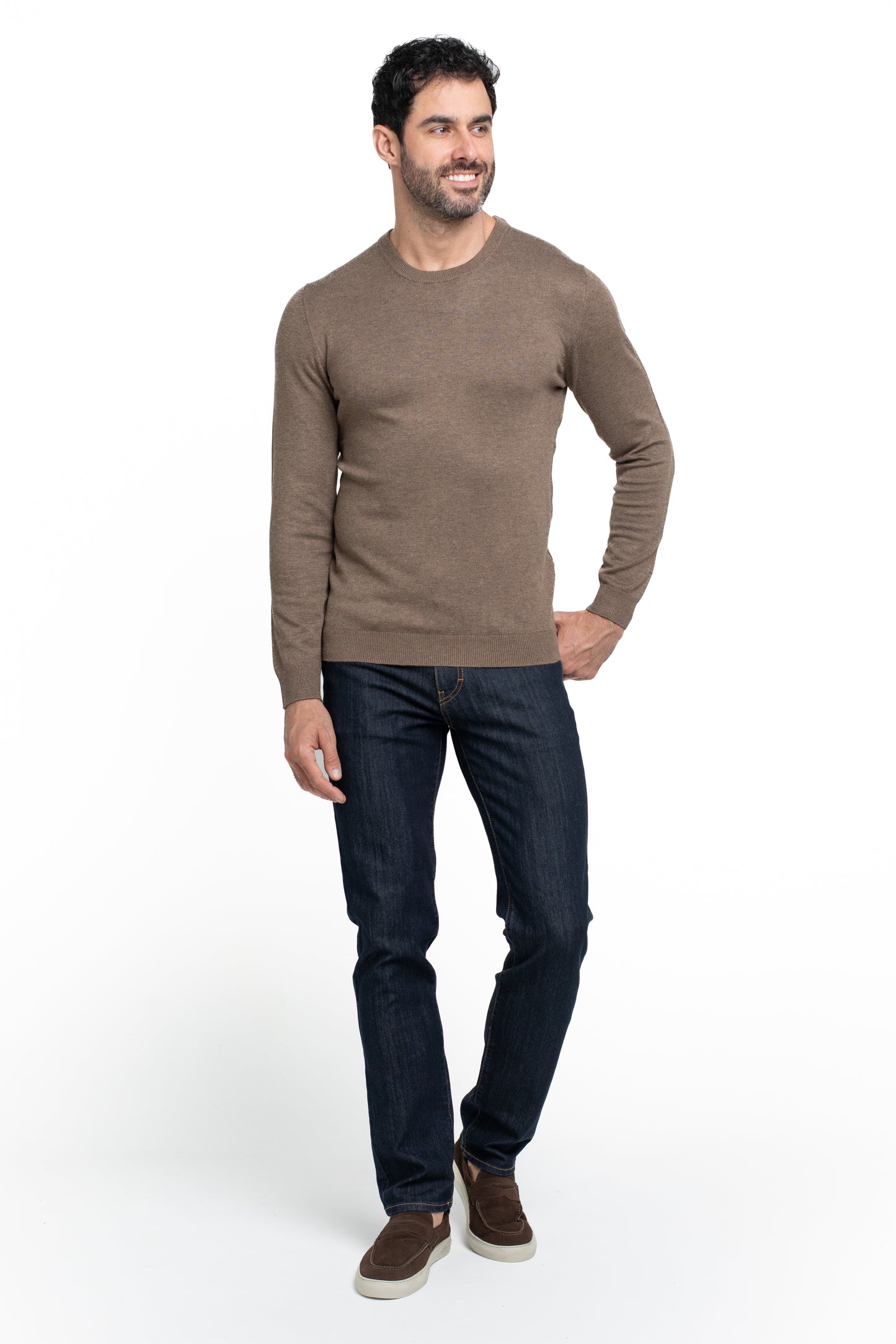 Malha Tricot Decote Careca - Khaki