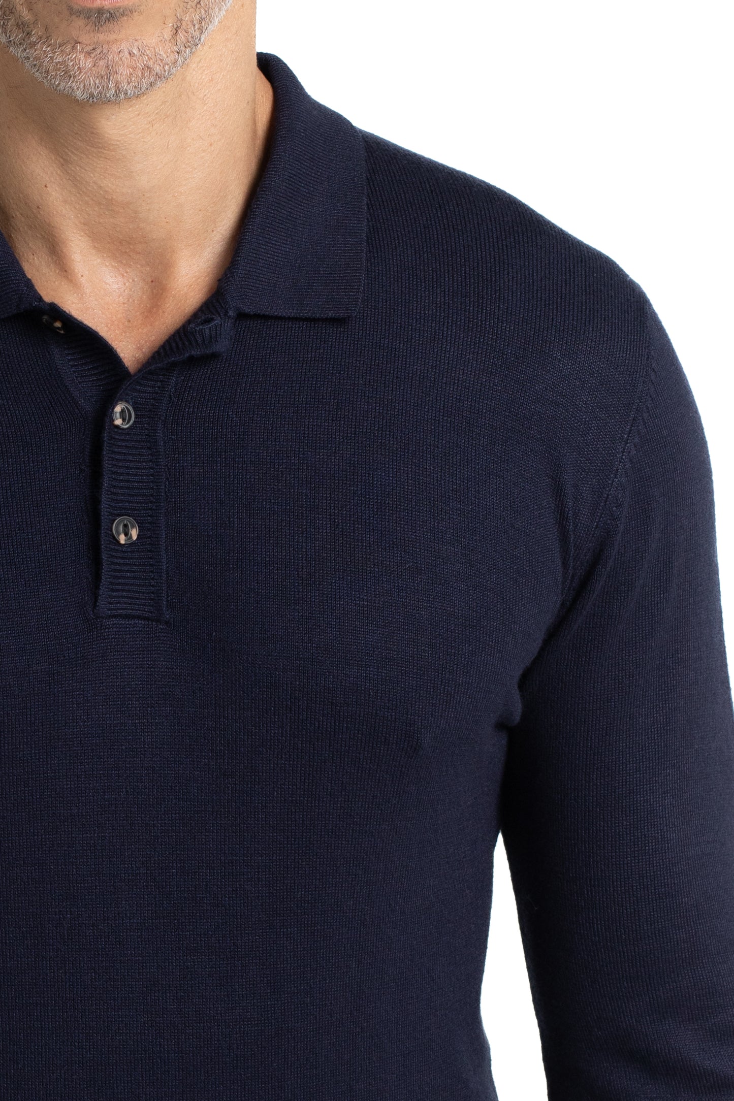 Polo Tricot Manga Longa - Azul.