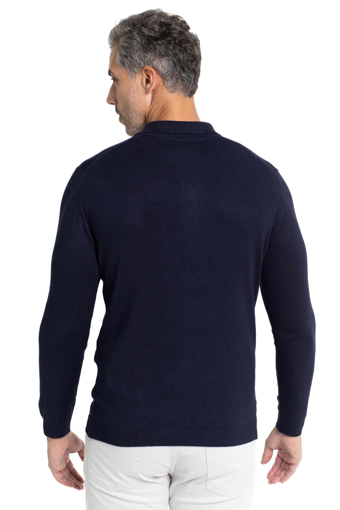 Polo Tricot Manga Longa - Azul.