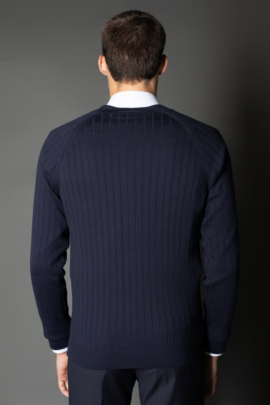 Malha Manga Longa Raglan Gola Xale - Marinho